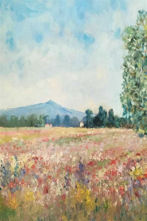 Blooming Meadow Painting By Biagio Chiesi Floral Landscape Tuscany