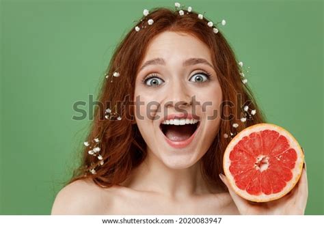 Beautiful Excited Half Naked Topless Redhead Stock Photo 2020083947