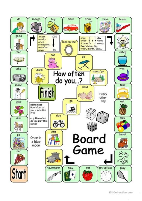 Board Game How Often Worksheet Free Esl Printable Worksheets Made