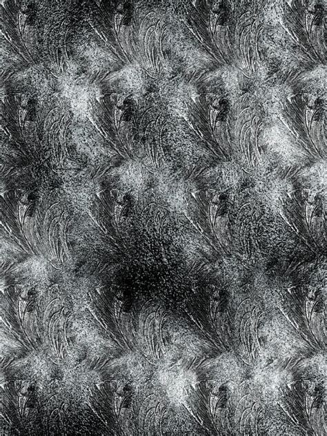 Frostwork Pattern Ice Crystals On Black Background Dark Surface With