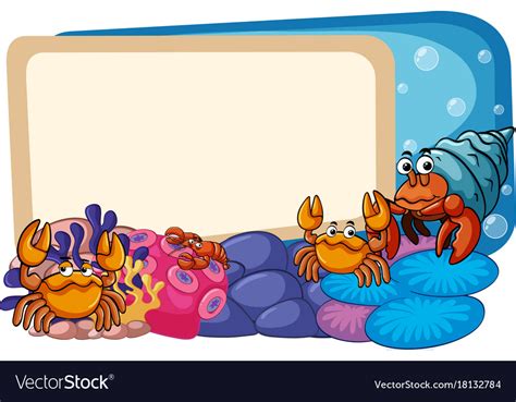 Border Template With Sea Animals Underwater Vector Image