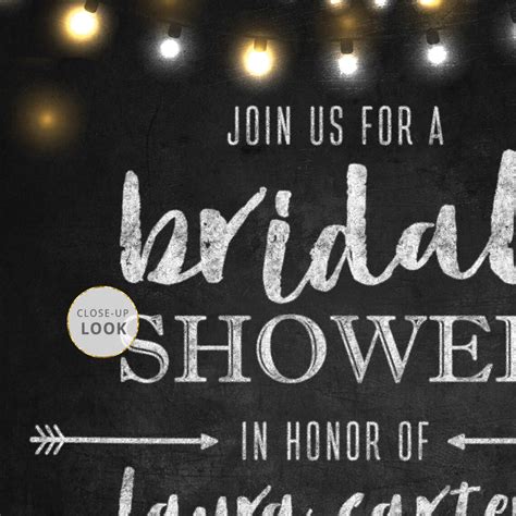Fairy Lights Chalkboard Bridal Shower Invitation Printable Stationery