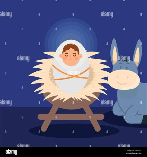 Baby Jesus And Donkey Stock Vector Image And Art Alamy