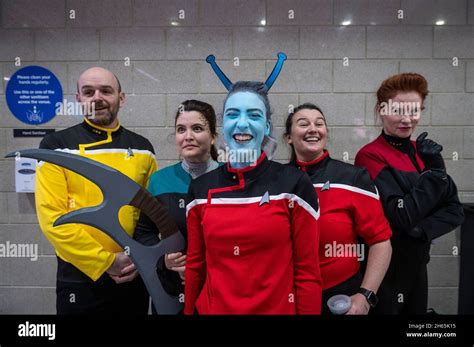 London Uk 13 November 2021 A Group Of Star Trek Fans Wearing