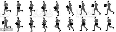 Business Man Run Cycle Animation Sprite Sheet Stock Illustration