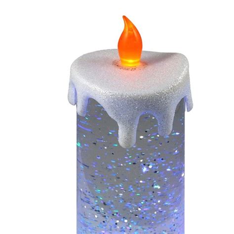 Led Glitter Flameless Snow Globe White Colorful Candle Light Usb Candle