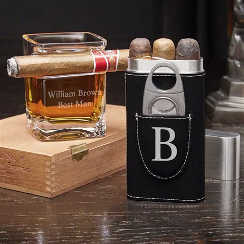 personalized cigar holder and whiskey cigar glass