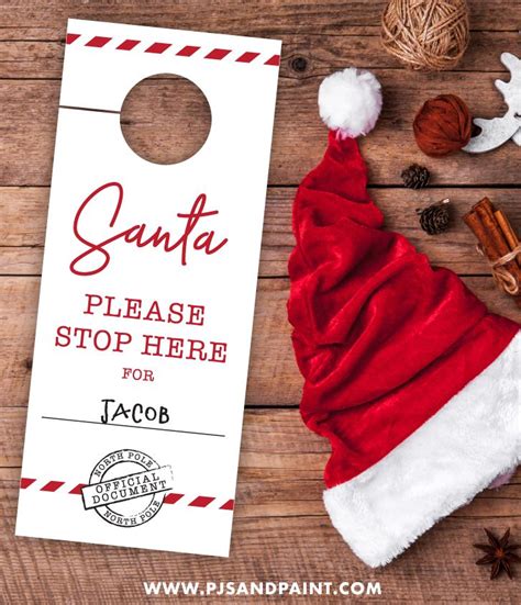 Santa Stop Here Door Hanger Free Printable Holiday Printables