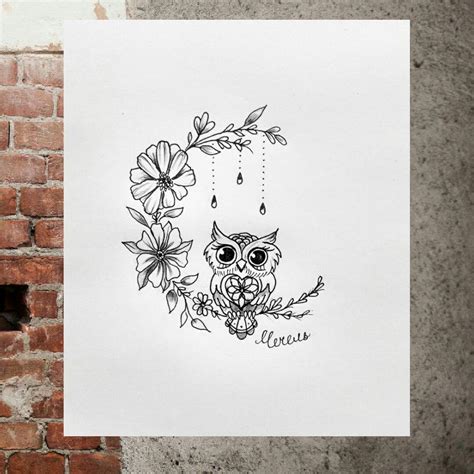 Cute Owl Sketch Owl On A Branch Tattoo Minimalism Minitattoo