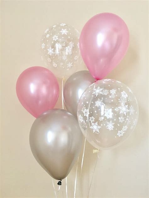 Pink And Silver Snowflake Latex Balloons~winter Onederland First