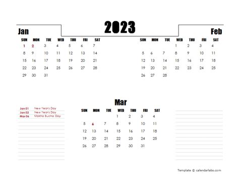 2023 Thailand Quarterly Planner Template Free Printable Templates
