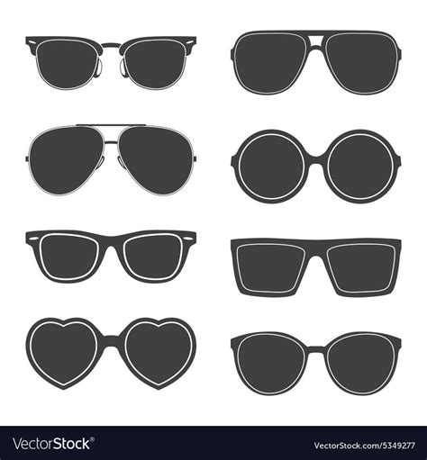 Set Of Sunglasses Silhouettes Royalty Free Vector Image Ad Silhouettes Sunglasses Set