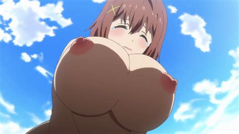 10s 1girl Animated Animated  Areolae Bangs Bouncing Breasts Breasts Brown Hair Cloud Crying