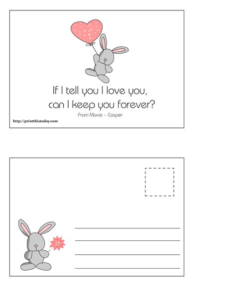24 Cute Free Printable Valentines Day Postcards