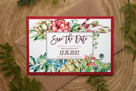 Tropical Wedding Save The Date Cards Greenery Save The Dates