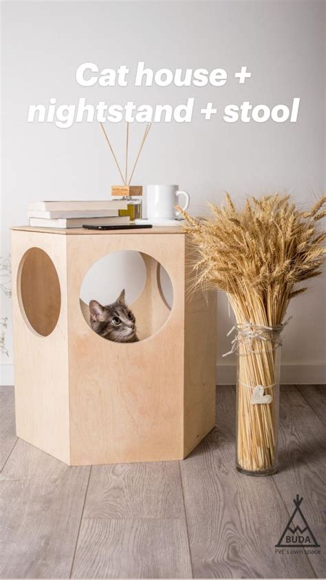 Cat House Bedside Table Modern Cat Furniture Cat Cabinet Cat Etsy