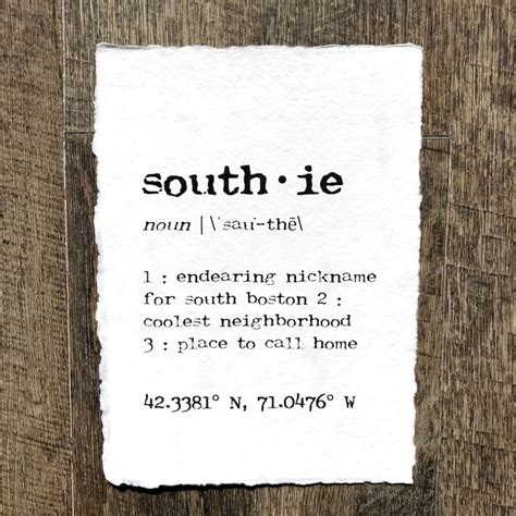 Southie Massachusetts Definition Print In Typewriter Font On Etsy