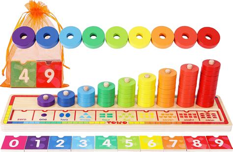 Learning And Education Montessori Puzzle Wooden Stacking Counting Game