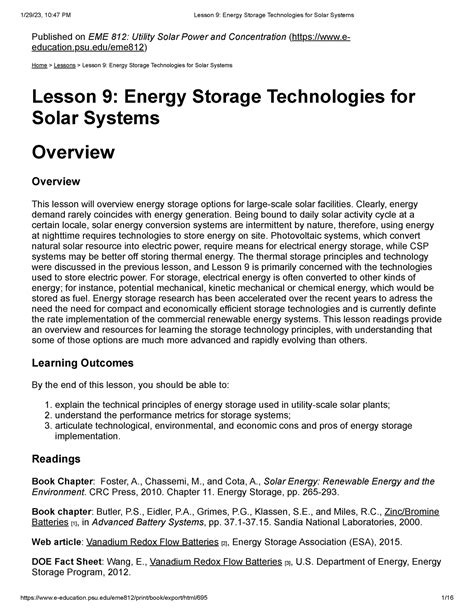 Lesson 9 Energy Storage Technologies For Solar Systems Published On