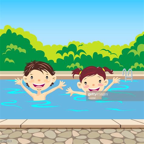 Happy Children Swimming In The Pool High Res Vector Graphic Getty Images