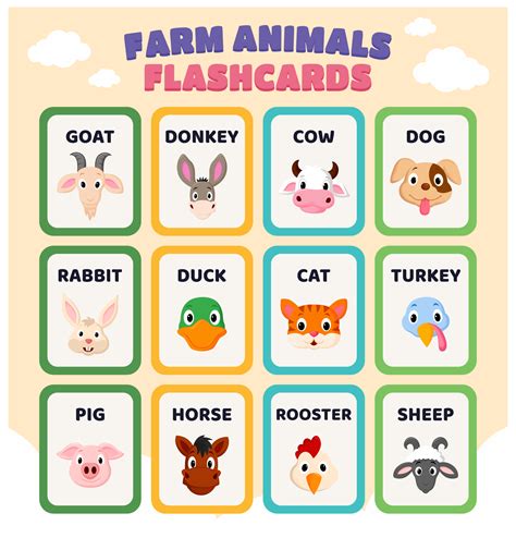 11 Farm Animals Flashcards Pdf Png