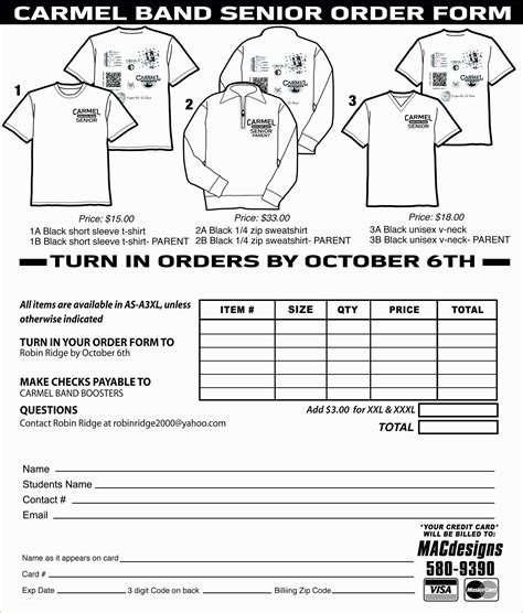 T Shirt Order Form Template Excel Free
