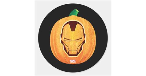 Avengers Classics Iron Man Jack O Lantern Classic Round Sticker Zazzle