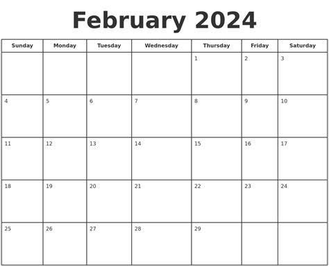February 2024 Printable Calendar