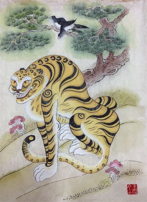 Korean Tigers And Cats에 있는 Steve Garrigues님의 핀 호랑이 그림 민화 인물화