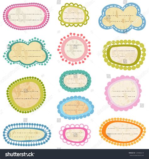 Colorful Labels Set On Aged Paper Stock Vector Illustration 129580214