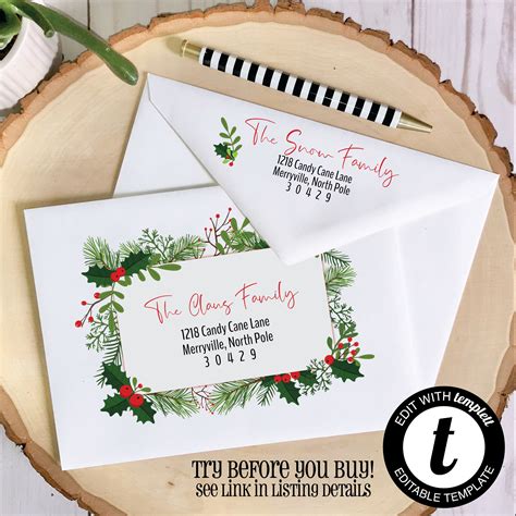 Editable Christmas Envelope Template Templett Christmas Envelope