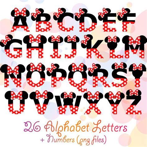 minnie mouse alphabet red bow dotted numbers letters