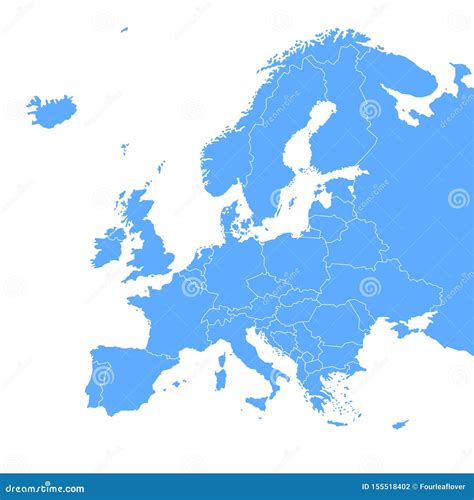 Vector Blue Map Of Europe Continent Stock Vector Illustration Of