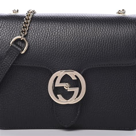 Gucci Dollar Calfskin Small Interlocking G Shoulder Bag Black 582325