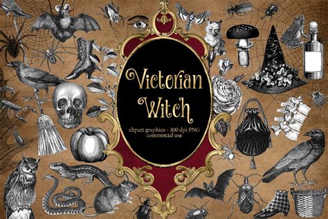Victorian Witch Clipart Illustrations Creative Market