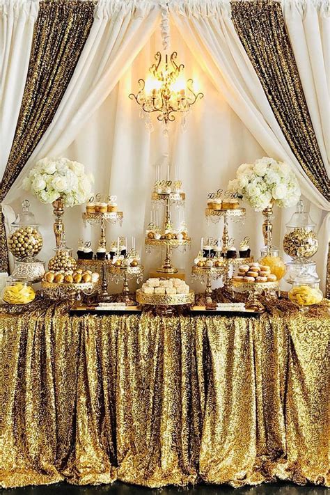 White and Gold 50th birthday dessert table styled by @bizziebeecrea