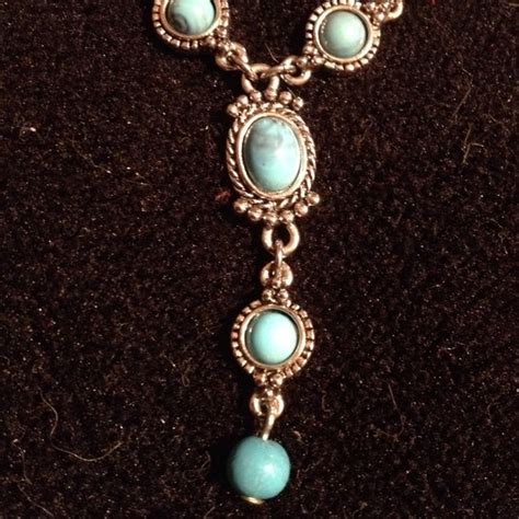 Lia Sophia Jewelry Turquoise And Silver Toned Necklace W Earrings