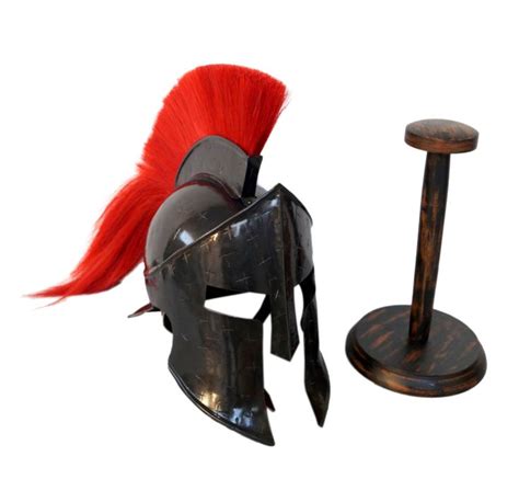 Greek Spartan 300 Movie Helmet Red Plume Black Finish Steel Etsy