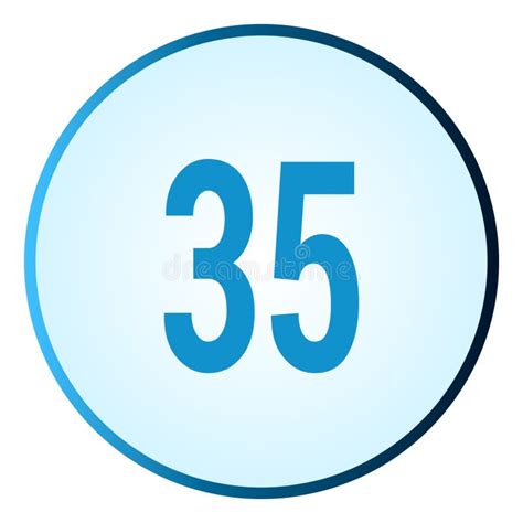 Number 35 Symbol Or Logo With Round Frame In Blue Gradient Color Stock