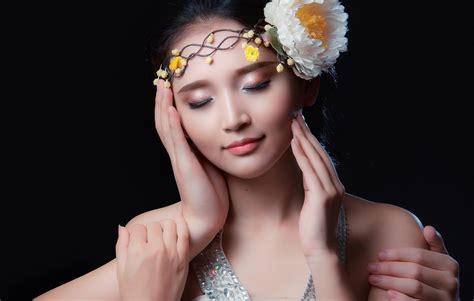 Hình nền đối mặt đàn bà mô hình Chân dung Hoa Châu Á nhiếp ảnh