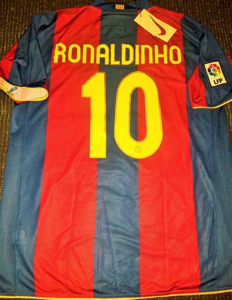 Ronaldinho Barcelona Anniversary Jersey 2007 2008 Shirt Camiseta Magli