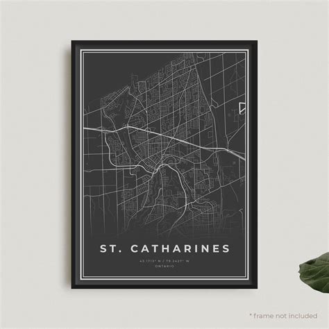 St Catharines Map Print St Catharines Black Map Poster St Etsy