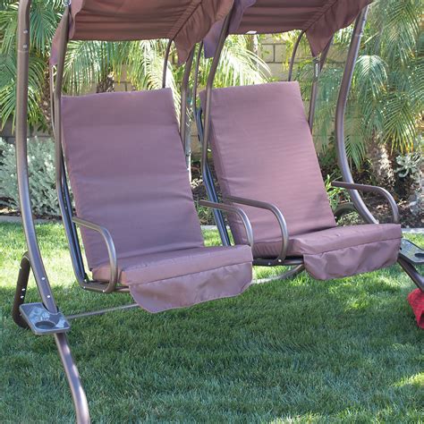 Double the function, triple the pleasure with a combination hammock and lounge chair in one. NEW Outdoor Double-Swing Set (2)-Person Canopy Patio ...