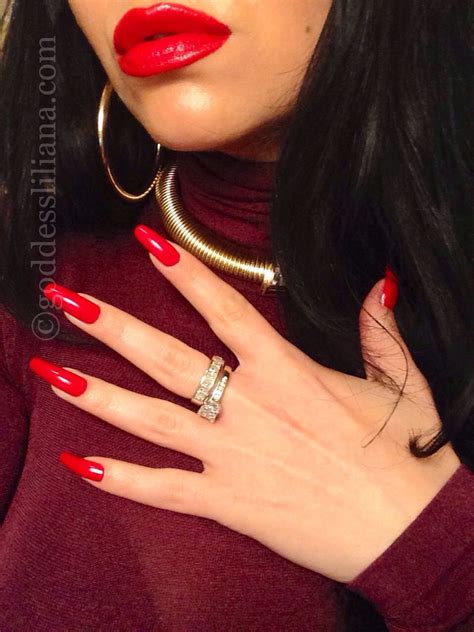 Red Lipstick And Red Nails Red Nails Long Red Nails Classy