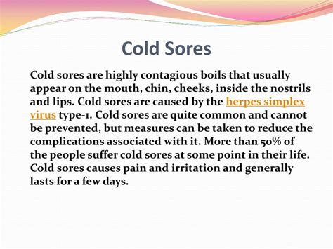 Ppt Cold Sores Symptoms Causes Diagnosis And Treatment Powerpoint