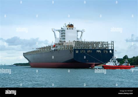 Empty Container Ship Cargo Ship Accompanied Sea Cargo Ship Stock
