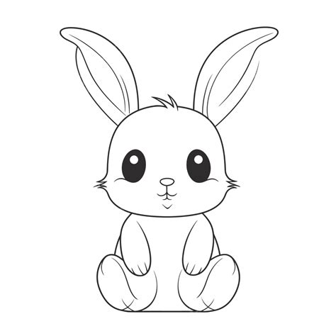 Cute Little Bunny Coloring Page Outline Sketch Drawing Vector Bunny