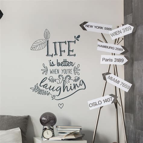 Life And Laughter Floral Wall Quote Sticker Wallboss Wall Stickers Wall Art Stickers Uk