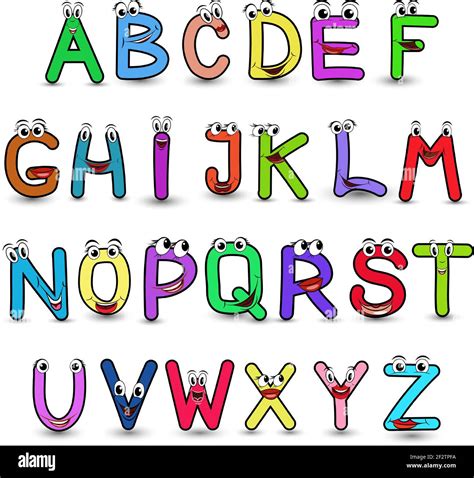 Set Of Vector Alphabet Funny Cartoon Styled Hand Drawn Font With Full