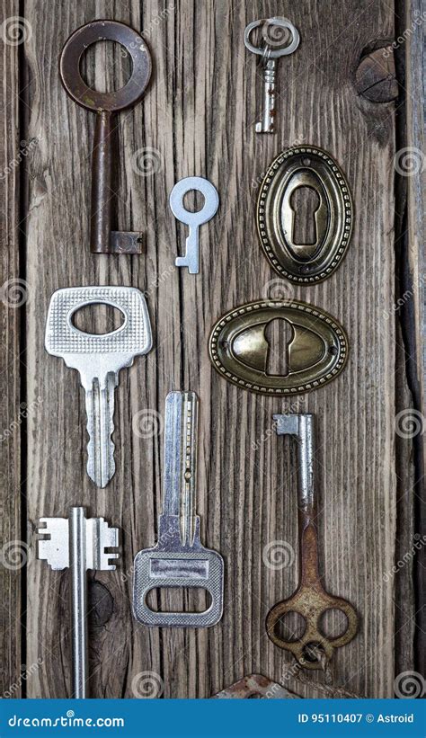 Set Of Vintage Keys And Keyholes Stock Image Image Of Backdrop Found